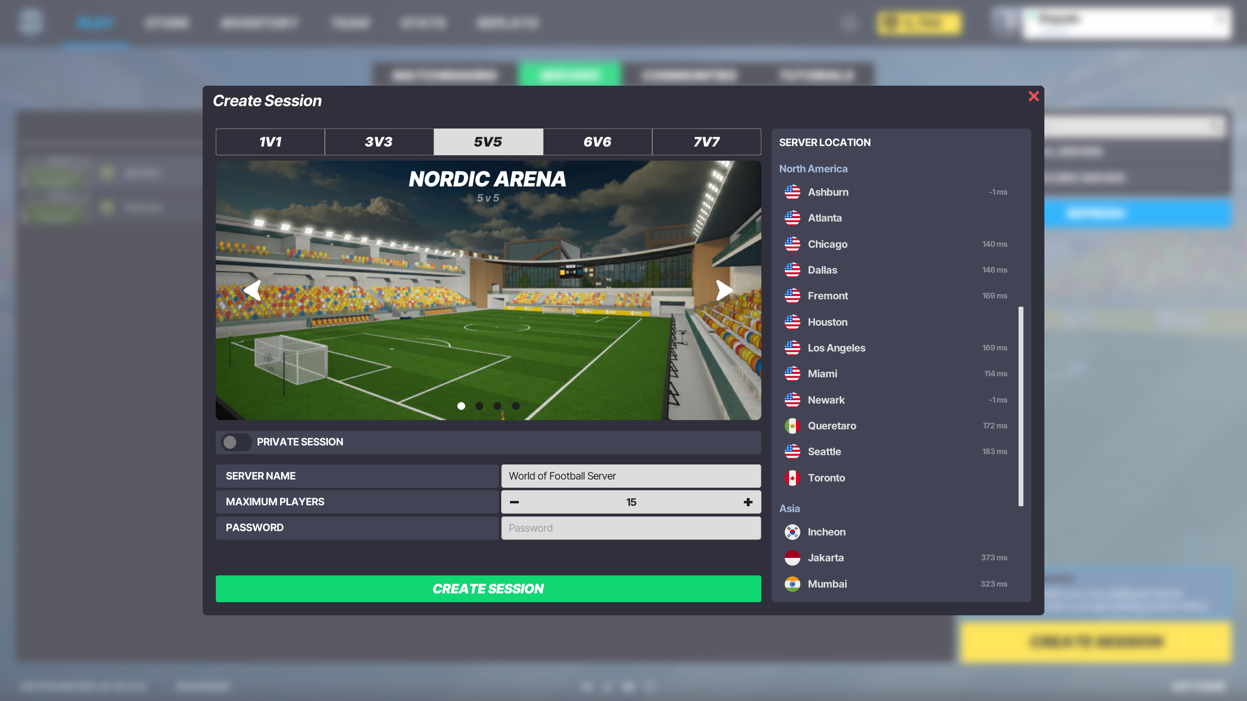 World of Football server details